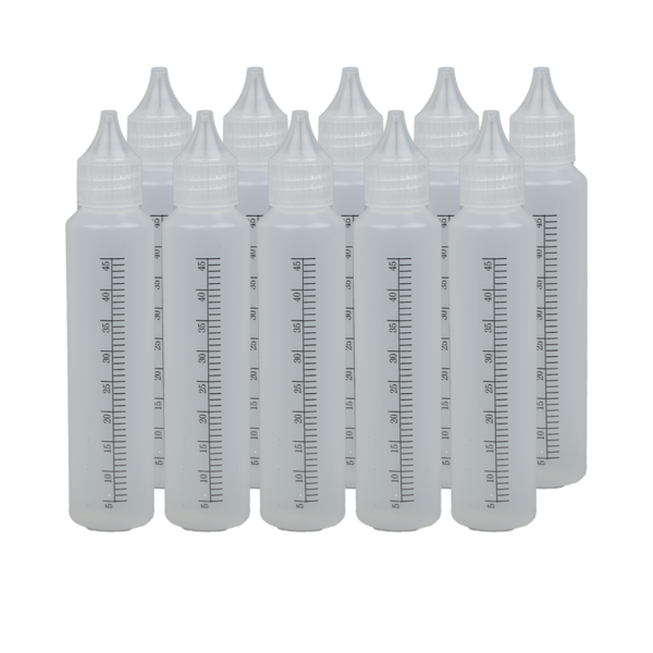 10 x 50ml Stiftflaschen o. Unicorn Bottle mit SKALA  - Kunststoffflaschen PE - Tropfflaschen