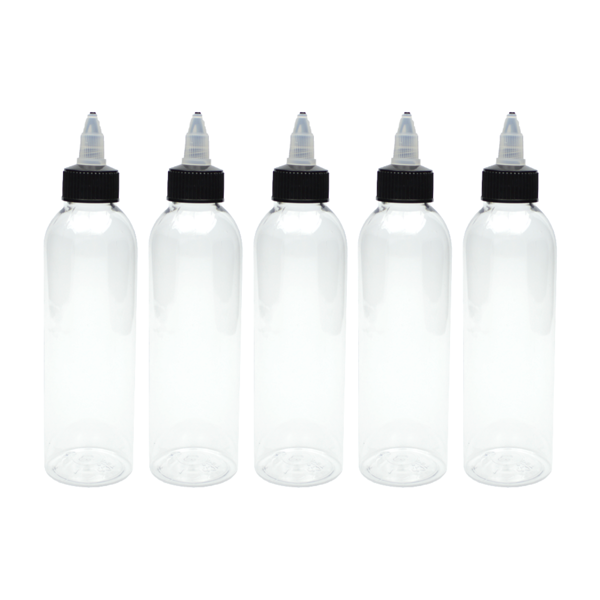 5 x 200ml Kunststoffflaschen aus Pet mit Twist-Off Deckel - Leerflasche - Liquidflasche für E-Liquid