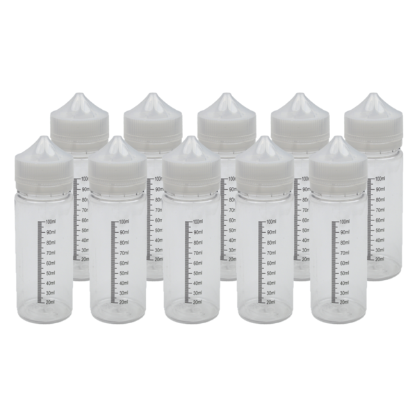 10 x 120ml SKALA-Stiftflaschen - Kunststoffflaschen PET - Leerflasche - Liquid Flasche für E-Liquid