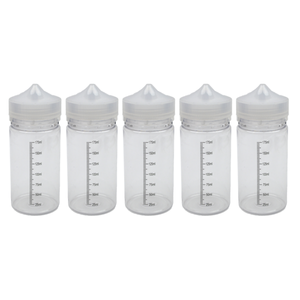 5 x 200ml SKALA-Stiftflaschen - Kunststoffflaschen PET - Leerflasche - Liquid Flasche für E-Liquid